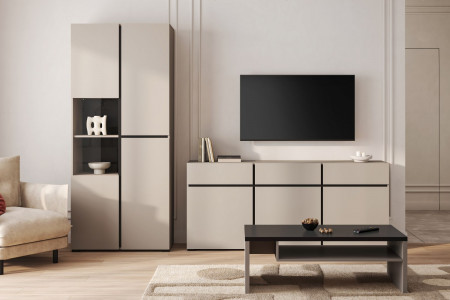 Тумба под телевизор на 3 двери и 3 ящика Helvetia CROSS 24CWMY41 (конго-черный)