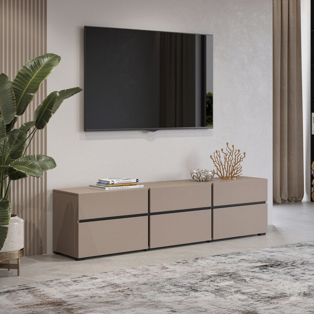 Тумба под телевизор на 3 двери и 3 ящика Helvetia CROSS 24CWMY41 (конго-черный)