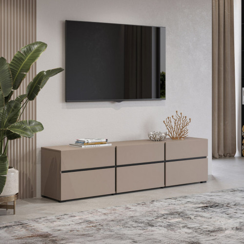 Тумба под телевизор на 3 двери и 3 ящика Helvetia CROSS 24CWMY41 (конго-черный)