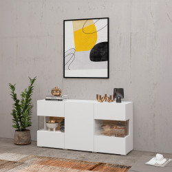 Комод на 3 двери в гостиную Helvetia AVA 249NLM25 (белый-дуб вотан/белый)