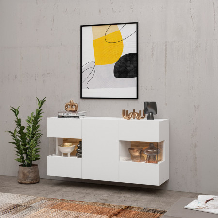 Комод на 3 двери в гостиную Helvetia AVA 249NLM25 (белый-дуб вотан/белый)