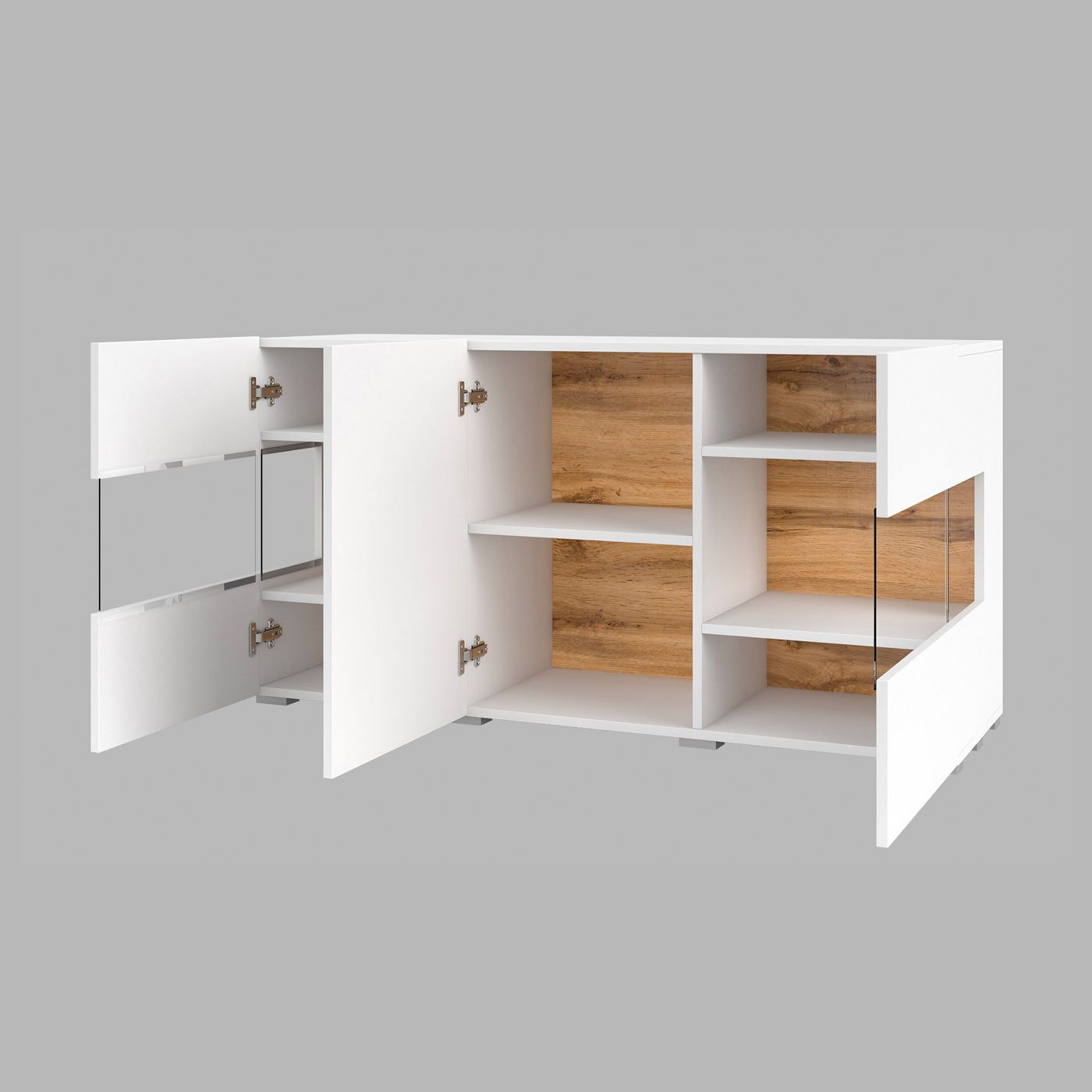 Комод на 3 двери в гостиную Helvetia AVA 249NLM25 (белый-дуб вотан/белый)