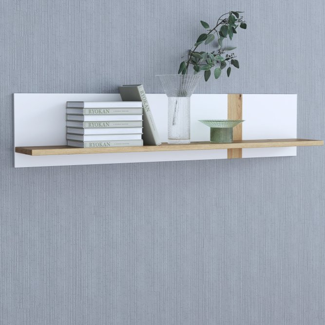 Полка навесная Forte TULUZA TUZB01 (дуб артизан/белый глянец)