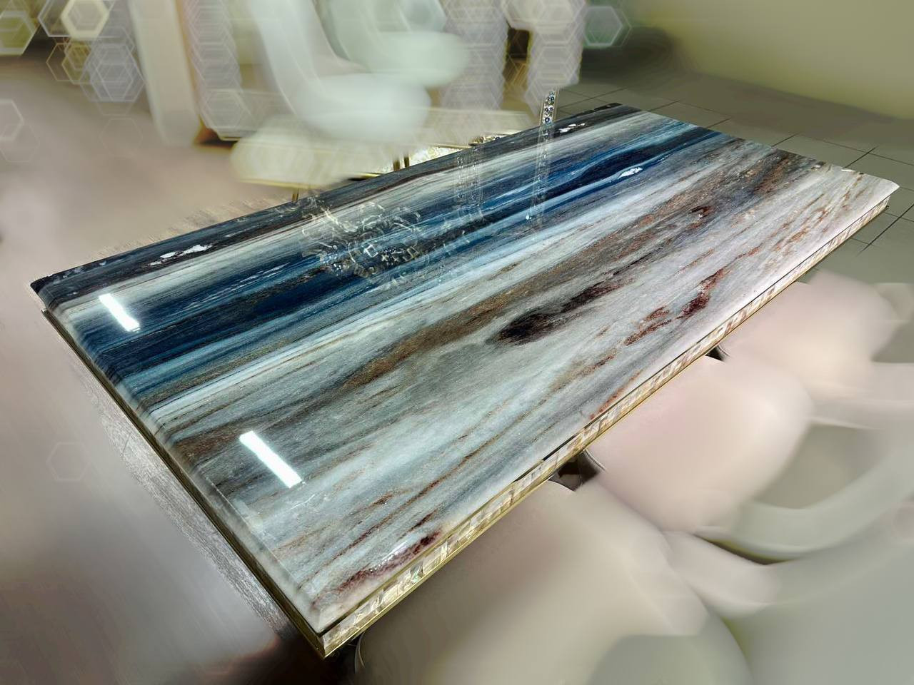 Стол журнальный Elt- T-22 (золото+серебро+мрамор) 