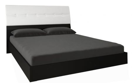 Кровать MRK- Виола Мягкая спинка Глянец белый+мат черный 1,6х2,0
