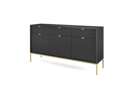 Комод Perfect Home Новая/Nova 3-дверный с 3 ящиками и золотыми ножками KSZ154 Черный