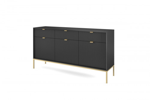 Комод Perfect Home Новая/Nova 3-дверный с 3 ящиками и золотыми ножками KSZ154 Черный