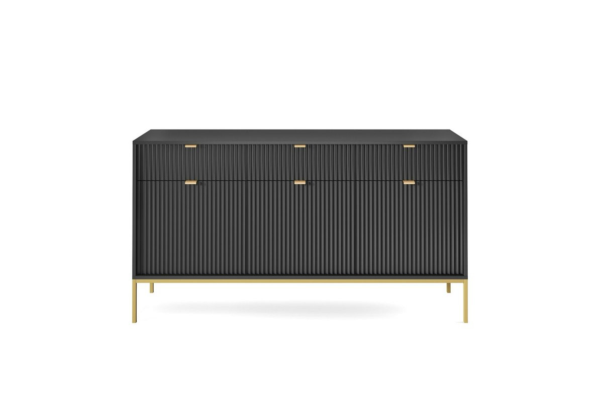 Комод Perfect Home Новая/Nova 3-дверный с 3 ящиками и золотыми ножками KSZ154 Черный