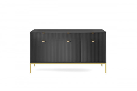 Комод Perfect Home Новая/Nova 3-дверный с 3 ящиками и золотыми ножками KSZ154 Черный