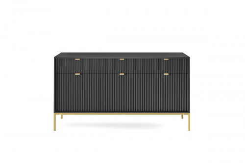 Комод Perfect Home Новая/Nova 3-дверный с 3 ящиками и золотыми ножками KSZ154 Черный