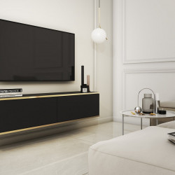 Тумба под ТВ навесная Perfect Home Оро / Oro RTV135 2-дверная Черный