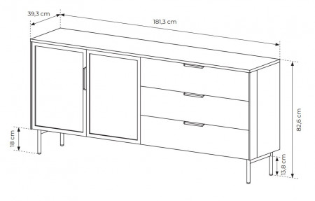 Комод Perfect Home Lumi 2D3S/181 + подсветка Дуб Дунин