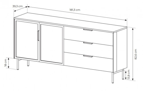 Комод Perfect Home Lumi 2D3S/181 + подсветка Дуб Дунин
