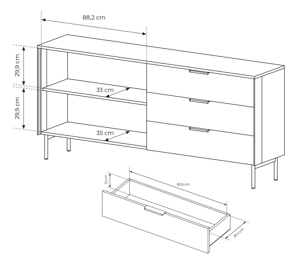 Комод Perfect Home Lumi 2D3S/181 + подсветка Дуб Дунин