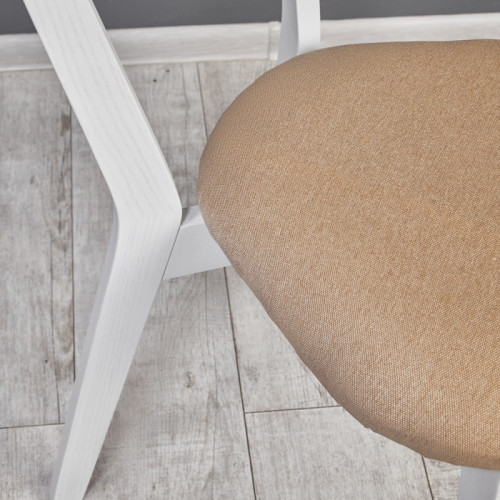 Кухонный комплект Ont- Алонзо 120 Премиум белый раздвижной стол + 4 стула Вито Премиум бежевые