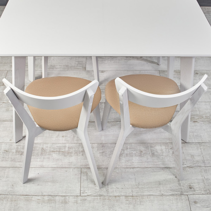 Кухонный комплект Ont- Алонзо 120 Премиум белый раздвижной стол + 4 стула Вито Премиум бежевые