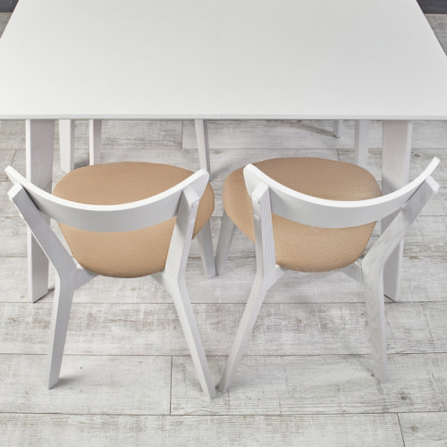 Кухонный комплект Ont- Алонзо 120 Премиум белый раздвижной стол + 4 стула Вито Премиум бежевые