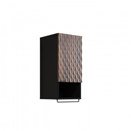 Шкаф настенный на 1 двери для ванной Helvetia ENZO 30WTNN03 (черный оникс/дуб катания)