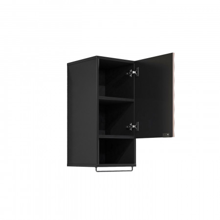 Шкаф настенный на 1 двери для ванной Helvetia ENZO 30WTNN03 (черный оникс/дуб катания)