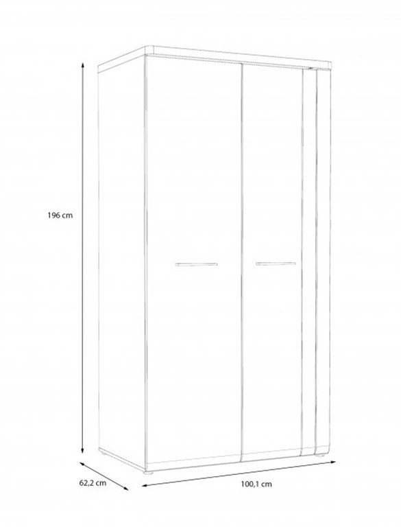 Шкаф на 2 двери Forte TULUZA TUZS821B (дуб артизан/белый глянец)