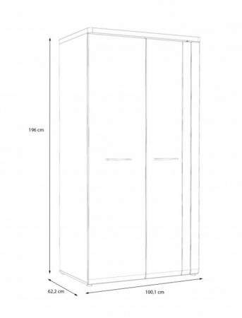 Шкаф на 2 двери Forte TULUZA TUZS821B (дуб артизан/белый глянец)