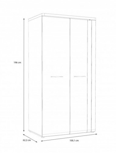 Шкаф на 2 двери Forte TULUZA TUZS821B (дуб артизан/белый глянец)