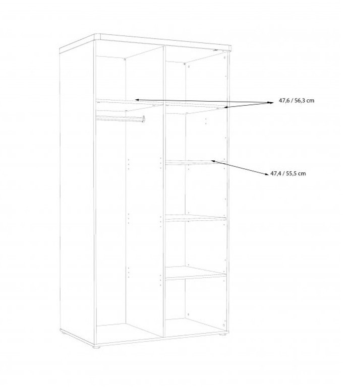 Шкаф на 2 двери Forte TULUZA TUZS821B (дуб артизан/белый глянец)