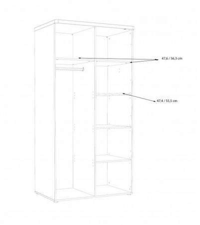 Шкаф на 2 двери Forte TULUZA TUZS821B (дуб артизан/белый глянец)