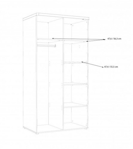 Шкаф на 2 двери Forte TULUZA TUZS821B (дуб артизан/белый глянец)