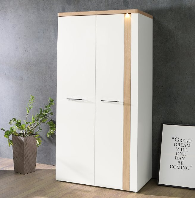 Шкаф на 2 двери Forte TULUZA TUZS821B (дуб артизан/белый глянец)