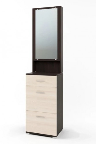 Тумба для обуви с зеркалом EVR- Бриз ТО-4 венге + фасад дуб молочный
