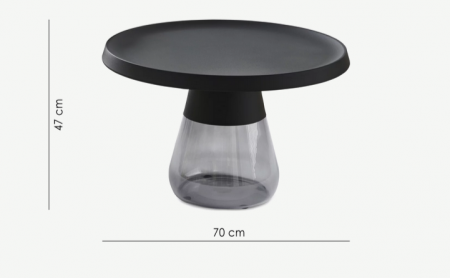 Стол кофейный CRV- Elle, Black top grey glass base 70*70 см