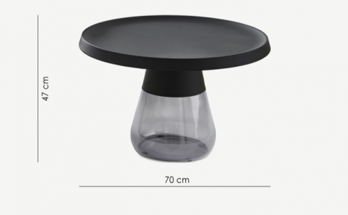 Стол кофейный CRV- Elle, Black top grey glass base 70*70 см