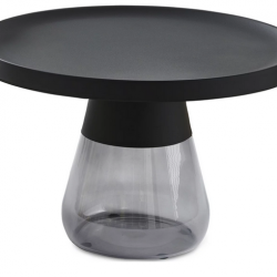 Стол кофейный CRV- Elle, Black top grey glass base 70*70 см