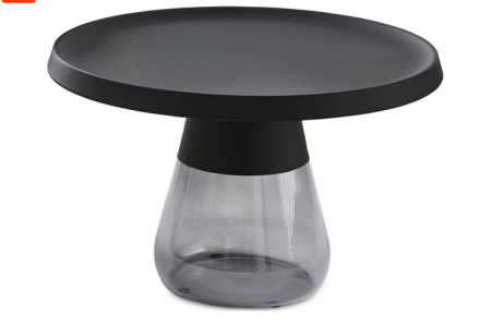 Стол кофейный CRV- Elle, Black top grey glass base 70*70 см