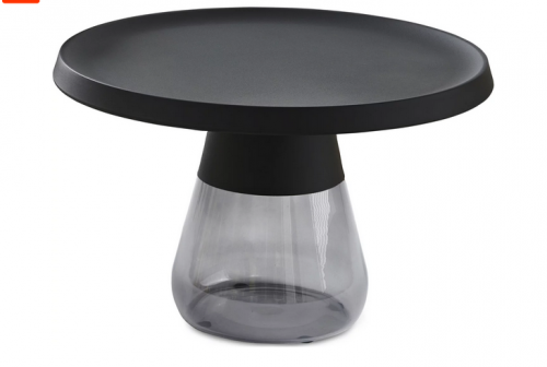 Стол кофейный CRV- Elle, Black top grey glass base 70*70 см