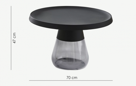 Стол кофейный CRV- Elle, Black top grey glass base 70*70 см