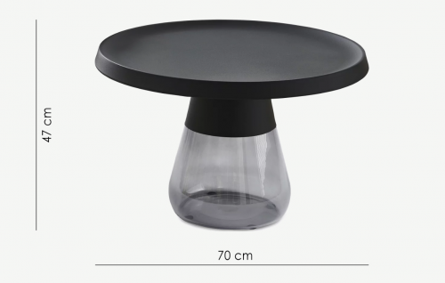 Стол кофейный CRV- Elle, Black top grey glass base 70*70 см
