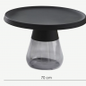 Стол кофейный CRV- Elle, Black top grey glass base 70*70 см