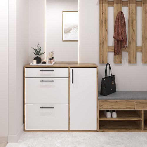 Тумба для обуви 92х105х32 см KOD- ОП-5 (белый фасад)