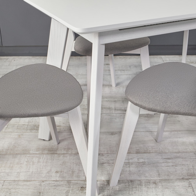 Кухонный комплект Ont- Алонзо 120 Премиум белый раздвижной стол + 4 стула Вито Премиум серый