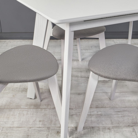 Кухонный комплект Ont- Алонзо 120 Премиум белый раздвижной стол + 4 стула Вито Премиум серый