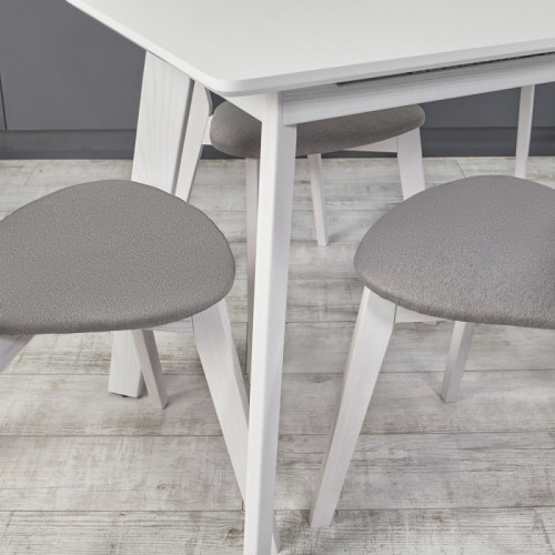 Кухонный комплект Ont- Алонзо 120 Премиум белый раздвижной стол + 4 стула Вито Премиум серый