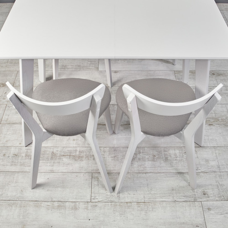 Кухонный комплект Ont- Алонзо 120 Премиум белый раздвижной стол + 4 стула Вито Премиум серый