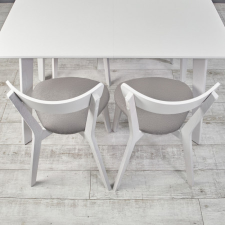 Кухонный комплект Ont- Алонзо 120 Премиум белый раздвижной стол + 4 стула Вито Премиум серый