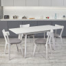 Кухонный комплект Ont- Алонзо 120 Премиум белый раздвижной стол + 4 стула Вито Премиум серый