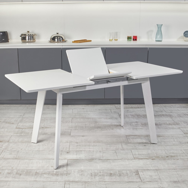 Кухонный комплект Ont- Алонзо 120 Премиум белый раздвижной стол + 4 стула Вито Премиум серый