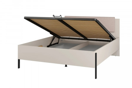 Кровать двуспальная с газовым подъемником Helvetia JUKON S (кашемир/черный)