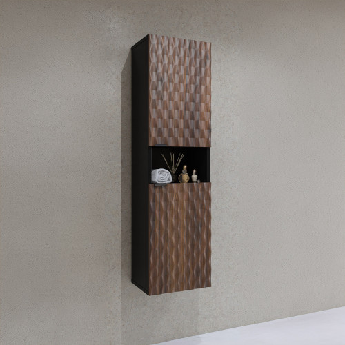 Шкаф настенный на 2 двери для ванной Helvetia ENZO 30WTNN07 (черный оникс/дуб катания)