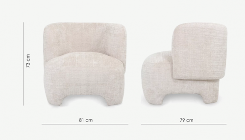 Кресло CRV- Evan Vanilla charm velvet,светло-бежевый